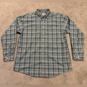 Cinch Men’s Western Long Sleeve Button Down Plaid Green Multicolor Sz XL EUC!